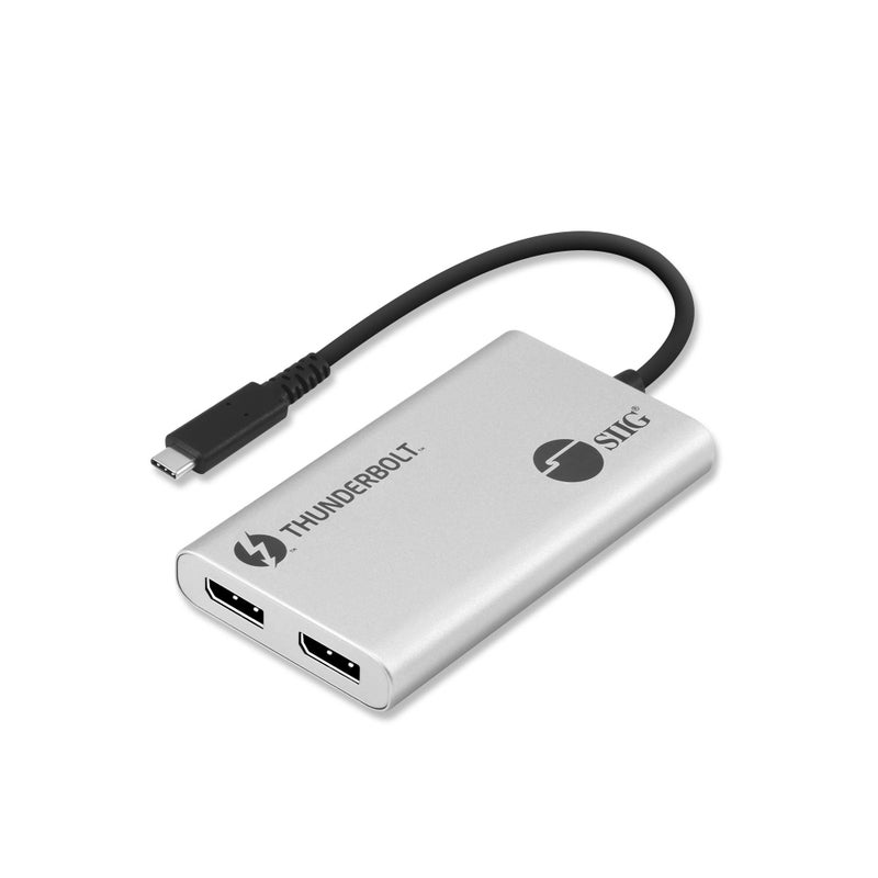 SIIG Thunderbolt 3 to Dual DisplayPort Adapter - Single 5K@60HZ - Dual 4K@60HZ - USB Type C to 2 DP 1.2 Ports for Mac & Windows - MacBook Pro/MacBook/Dell XPS/HP/Lenovo JU-TB0611-S1 - Image 1